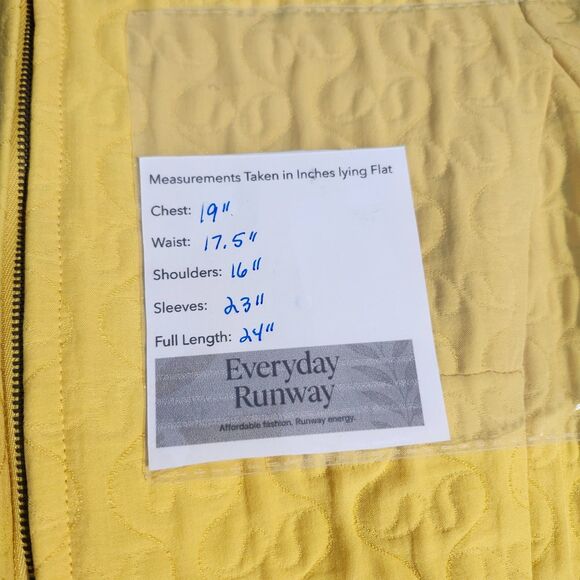 Vintage Nouveaux Quilted Jacket Size Small Yellow Zip Collared Lightweight - Picture 8 of 8